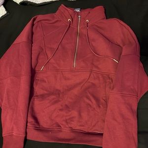 cropped half zip sweater no hood